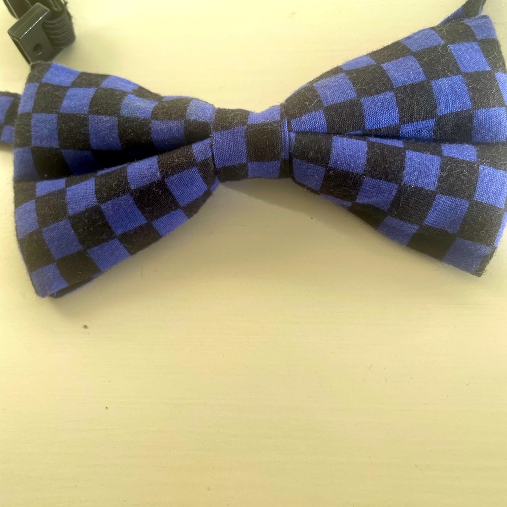 H & M Bow Tie Blue and Black Checker Board  Squares Boy’s  New No Tags